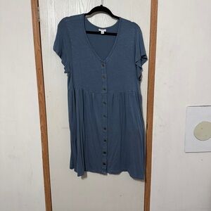 LuLaRoe Heidi Babydoll Dress – Slate Blue, Size Large